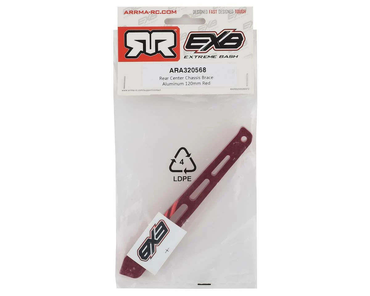 Arrma EBX 120mm Rear Center Aluminum Chassis Brace (Red) 2 Arrma EBX 120mm Rear Center Aluminum Chassis Brace (Red) - Image 2