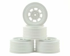DE Racing Speedway SC Dirt Oval Wheels (White) (4) (+3mm Offset/29mm Backspace) (SC10/SC5M) w/12mm Hex
