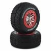 DuraTrax Speed Treads Konekt Pre-Mounted Rear Short Course Tire Set (2) (Satin Chrome/Red) w/12mm Hex