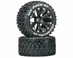 DuraTrax Sixpack ST 2.8" 2WD Rear Mounted Truck Tires (Black) (2) w/12mm Hex