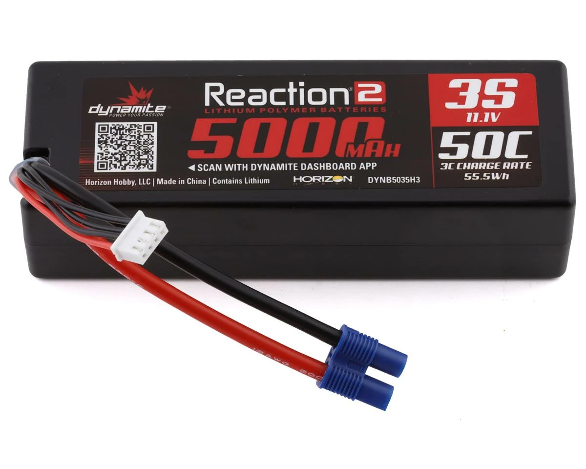 Dynamite Reaction 2.0 3S 50C Hardcase LiPo Battery w/EC3 (11.1V/5000mAh) 1 Dynamite Reaction 2.0 3S 50C Hardcase LiPo Battery w/EC3 (11.1V/5000mAh)
