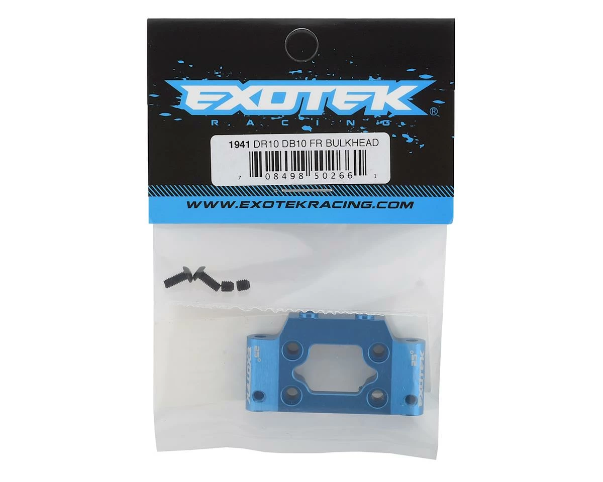Exotek DR10 Aluminum HD Front Bulkhead (Blue) 2 Exotek DR10 Aluminum HD Front Bulkhead (Blue) - Image 2