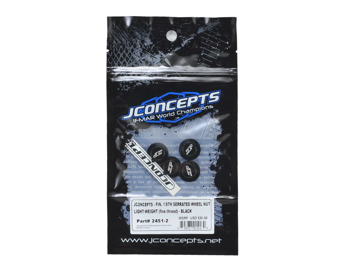 JConcepts Fin 17mm 1/8th Serrated Light Weight Wheel Nut (Black) (4) 2 JConcepts Fin 17mm 1/8th Serrated Light Weight Wheel Nut (Black) (4) - Image 2