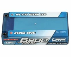 LRP P4 1S 120C Ultra LCG Graphene-2 LiPo Battery (3.7V/6200mAh) w/4mm Connectors