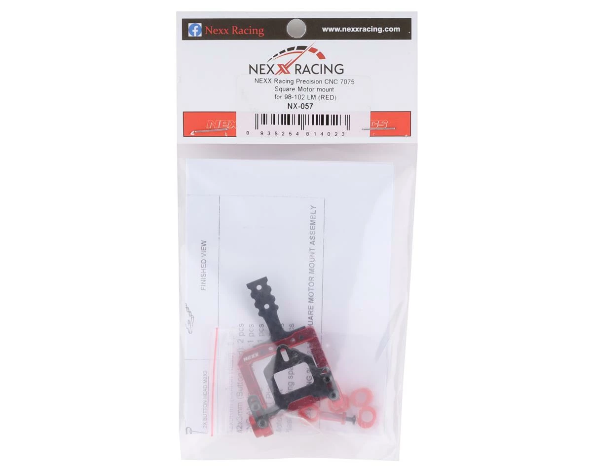 NEXX Racing Aluminum Square Motor Mount for 98-102mm LM (Red) 2 NEXX Racing Aluminum Square Motor Mount for 98-102mm LM (Red) - Image 2