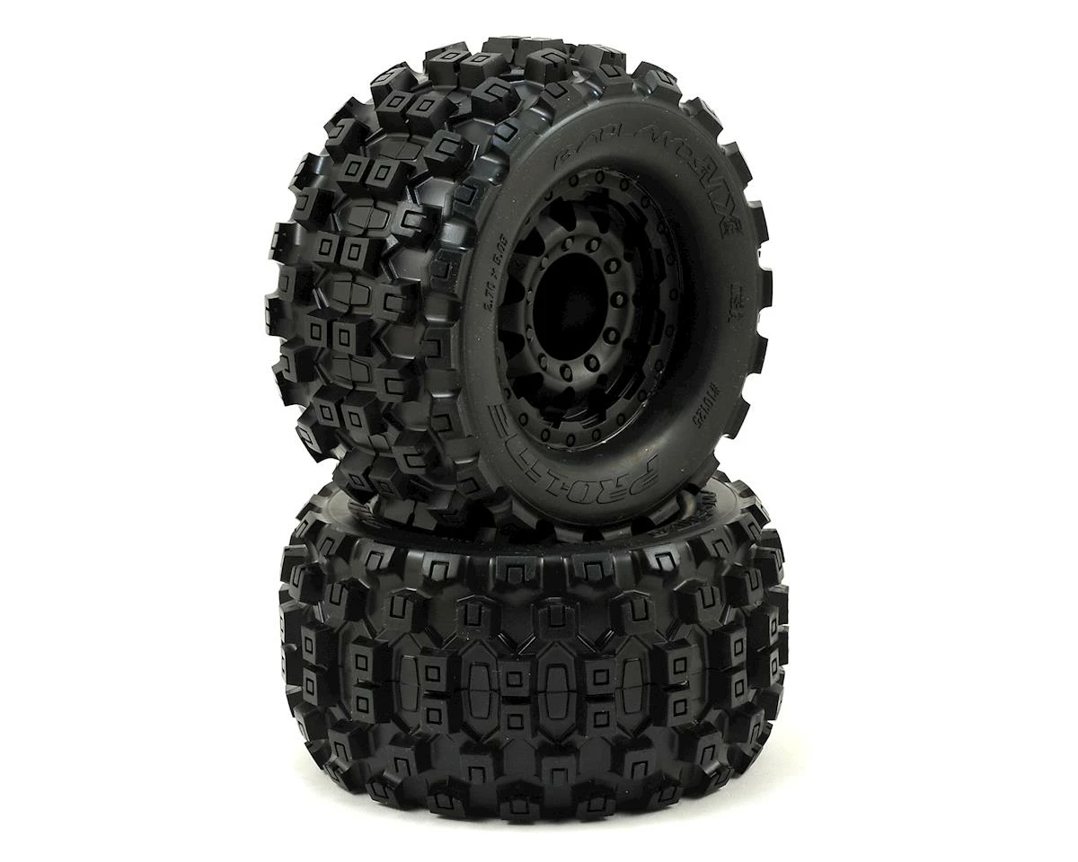 Pro-Line Badlands MX28 2.8" Tires w/F-11 Nitro Rear Wheels (2) (Black) w/17mm Hex 1 Pro-Line Badlands MX28 2.8" Tires w/F-11 Nitro Rear Wheels (2) (Black) w/17mm Hex