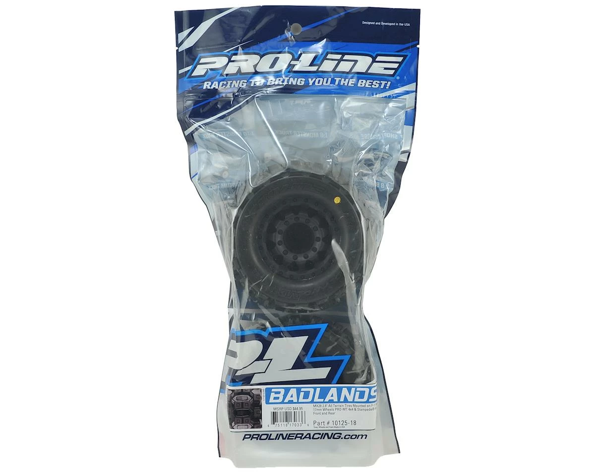 Pro-Line Badlands MX28 2.8" Tires w/F-11 Nitro Rear Wheels (2) (Black) w/17mm Hex 3 Pro-Line Badlands MX28 2.8" Tires w/F-11 Nitro Rear Wheels (2) (Black) w/17mm Hex - Image 3