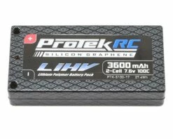 ProTek RC 2S 100C Silicon Graphene HV LCG Shorty LiPo Battery (7.6V/3600mAh) w/4mm Connectors (ROAR Approved)