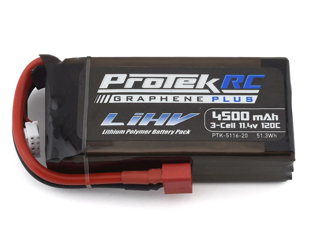 ProTek RC 3S 120C Low IR Si-Graphene + HV Shorty LiPo Battery (11.4V/4500mAh) Crawler Pack w/T-Style Plug 1 ProTek RC 3S 120C Low IR Si-Graphene + HV Shorty LiPo Battery (11.4V/4500mAh) Crawler Pack w/T-Style Plug