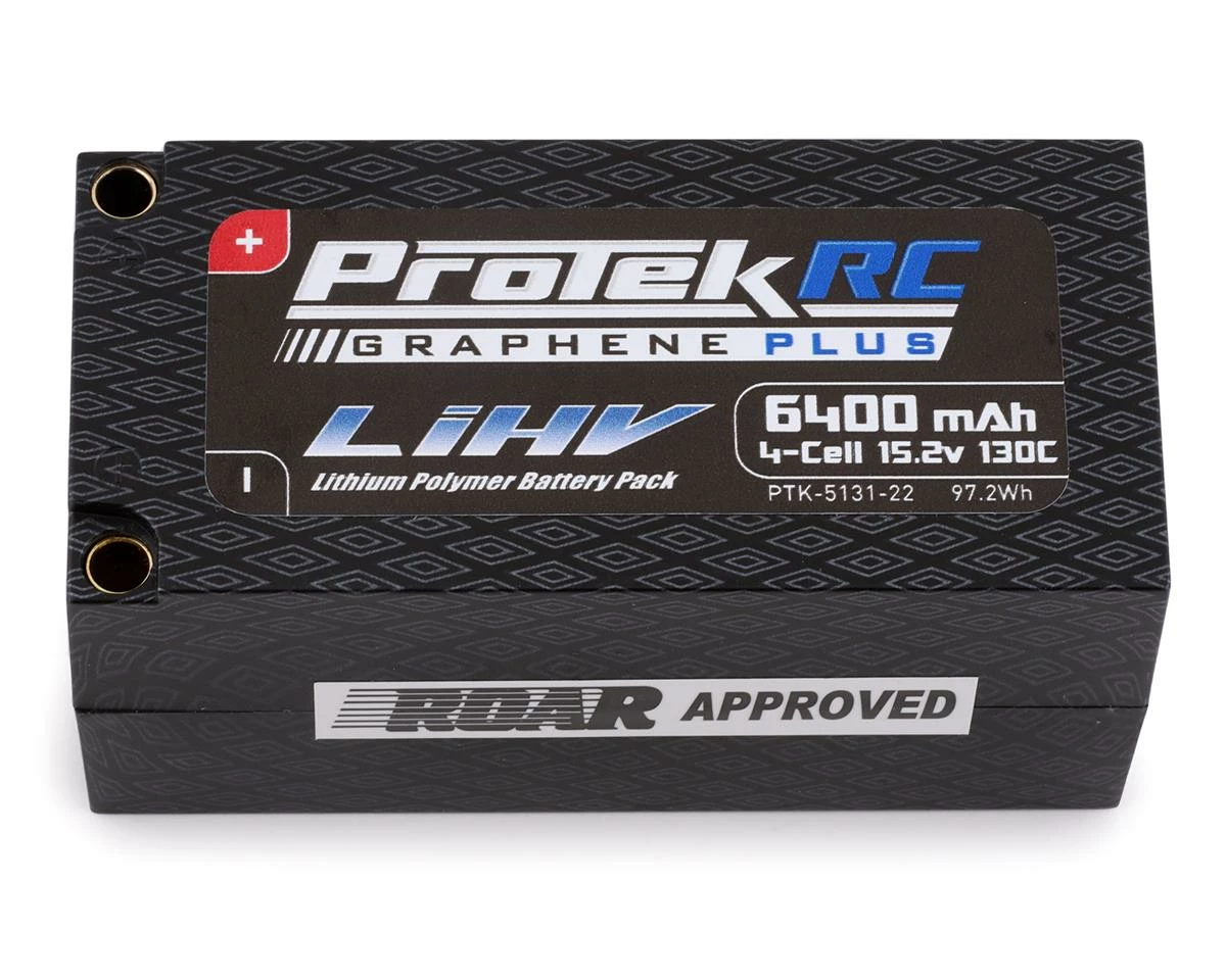 ProTek RC 4S 130C Low IR Si-Graphene+ HV Shorty LiPo Battery (15.2V/6400mAh) w/5mm Connector (ROAR Approved) 1 ProTek RC 4S 130C Low IR Si-Graphene+ HV Shorty LiPo Battery (15.2V/6400mAh) w/5mm Connector (ROAR Approved)
