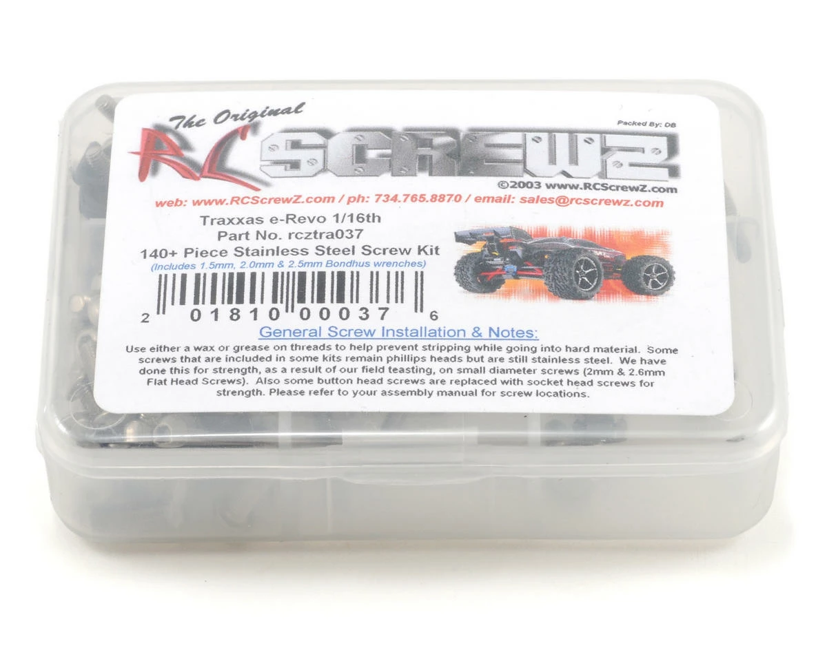RC Screwz Traxxas 1/16th E-Revo Screw Set 1 RC Screwz Traxxas 1/16th E-Revo Screw Set