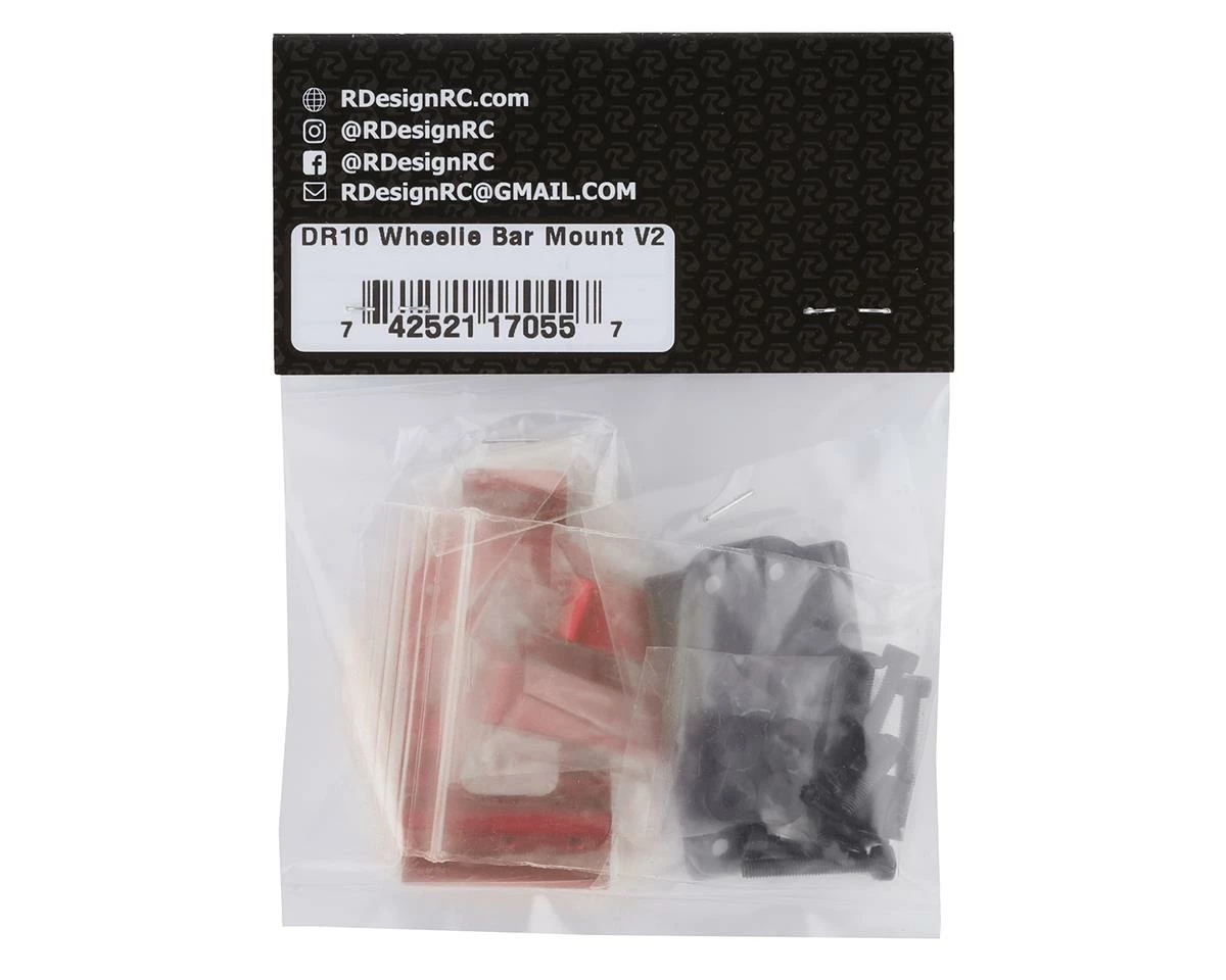 R-Design DR10 V2 Wheelie Bar Mount (Red) 2 R-Design DR10 V2 Wheelie Bar Mount (Red) - Image 2