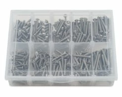 Samix Long Stainless Steel M3 Screw Set w/Plastic Box (300) (Flat Head/Button Head)