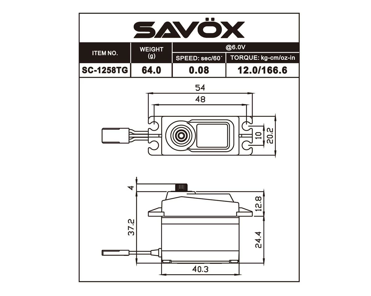 Savox SC-1258TG Standard Digital "High Speed" Titanium Gear Servo 2 Savox SC-1258TG Standard Digital "High Speed" Titanium Gear Servo - Image 2