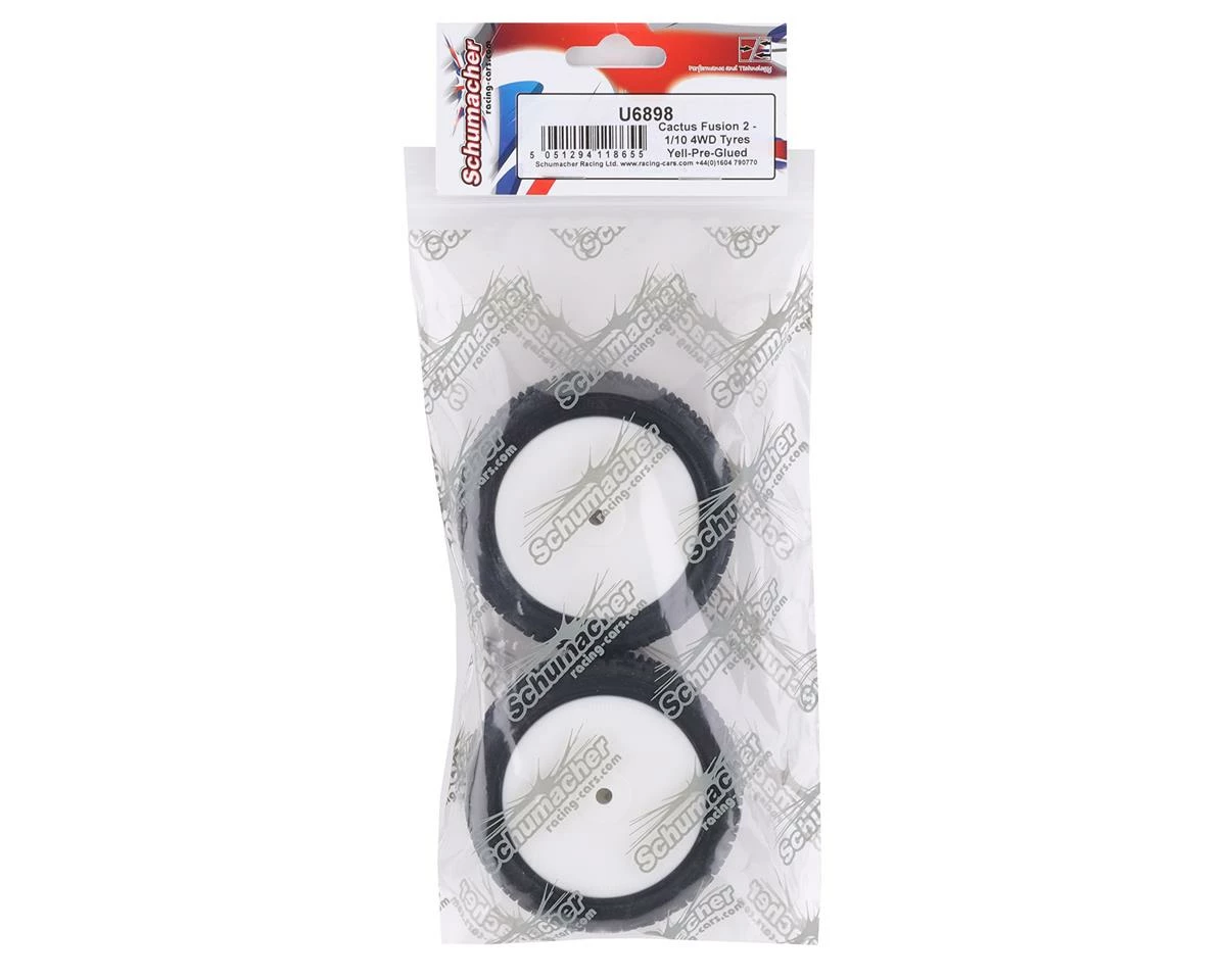 Schumacher Cactus Fusion 2 Front 2.2" 1/10 4wd Buggy Pre-Mounted Turf Tire (2) (Yellow) 3 Schumacher Cactus Fusion 2 Front 2.2" 1/10 4wd Buggy Pre-Mounted Turf Tire (2) (Yellow) - Image 3