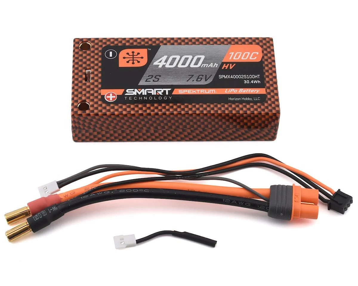 Spektrum RC 2S 100C Smart LiPo Shorty Pack Battery w/5mm Tubes (7.6V/4000mAh) 1 Spektrum RC 2S 100C Smart LiPo Shorty Pack Battery w/5mm Tubes (7.6V/4000mAh)