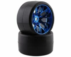 Sweep VHT Crusher Pre-Mounted Monster Truck Belted Slick Tires (Blue) (2) (1/2 Offset) w/17mm Hex