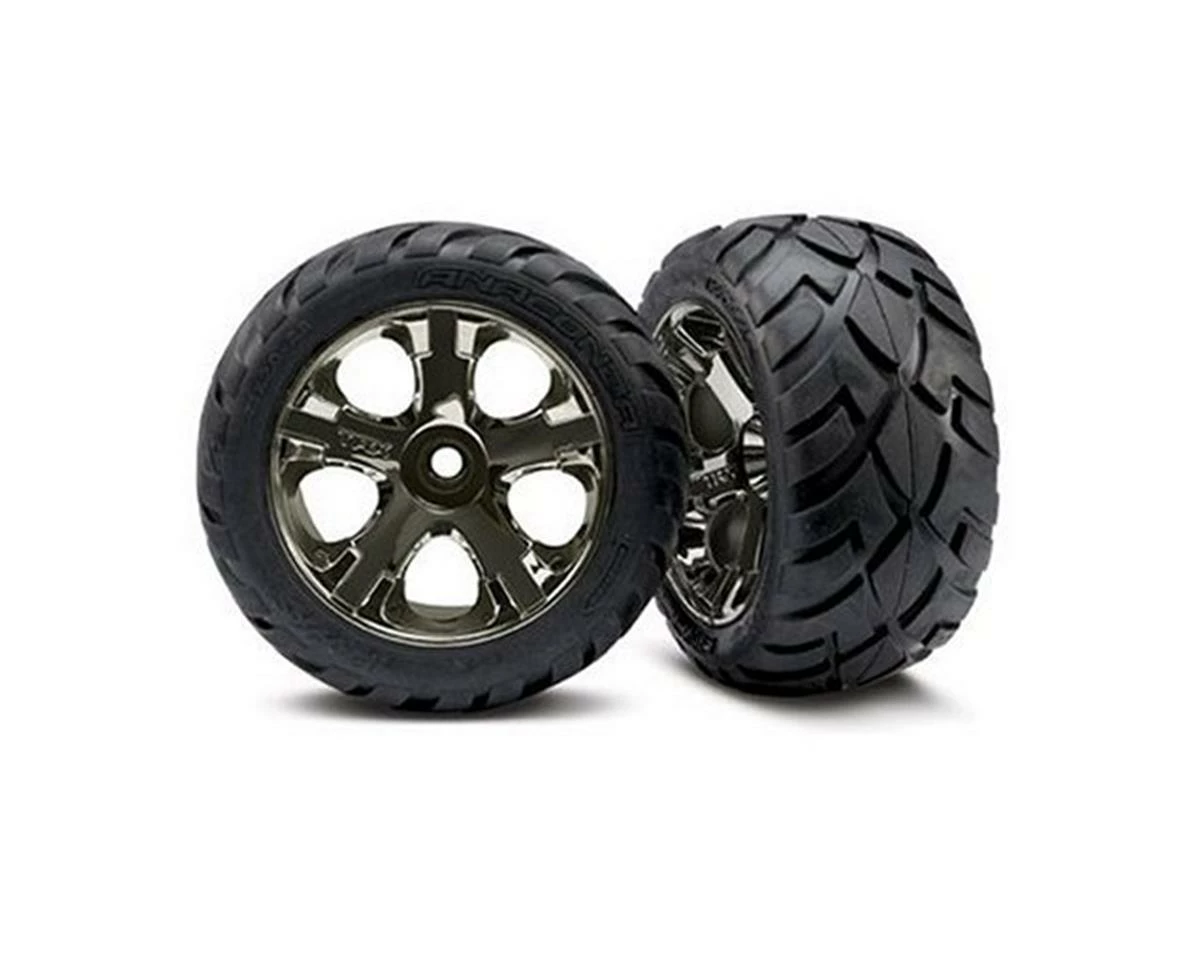 Traxxas Anaconda Nitro Front Tires (2) (Black Chrome) (Standard) w/All-Star Wheels 1 Traxxas Anaconda Nitro Front Tires (2) (Black Chrome) (Standard) w/All-Star Wheels