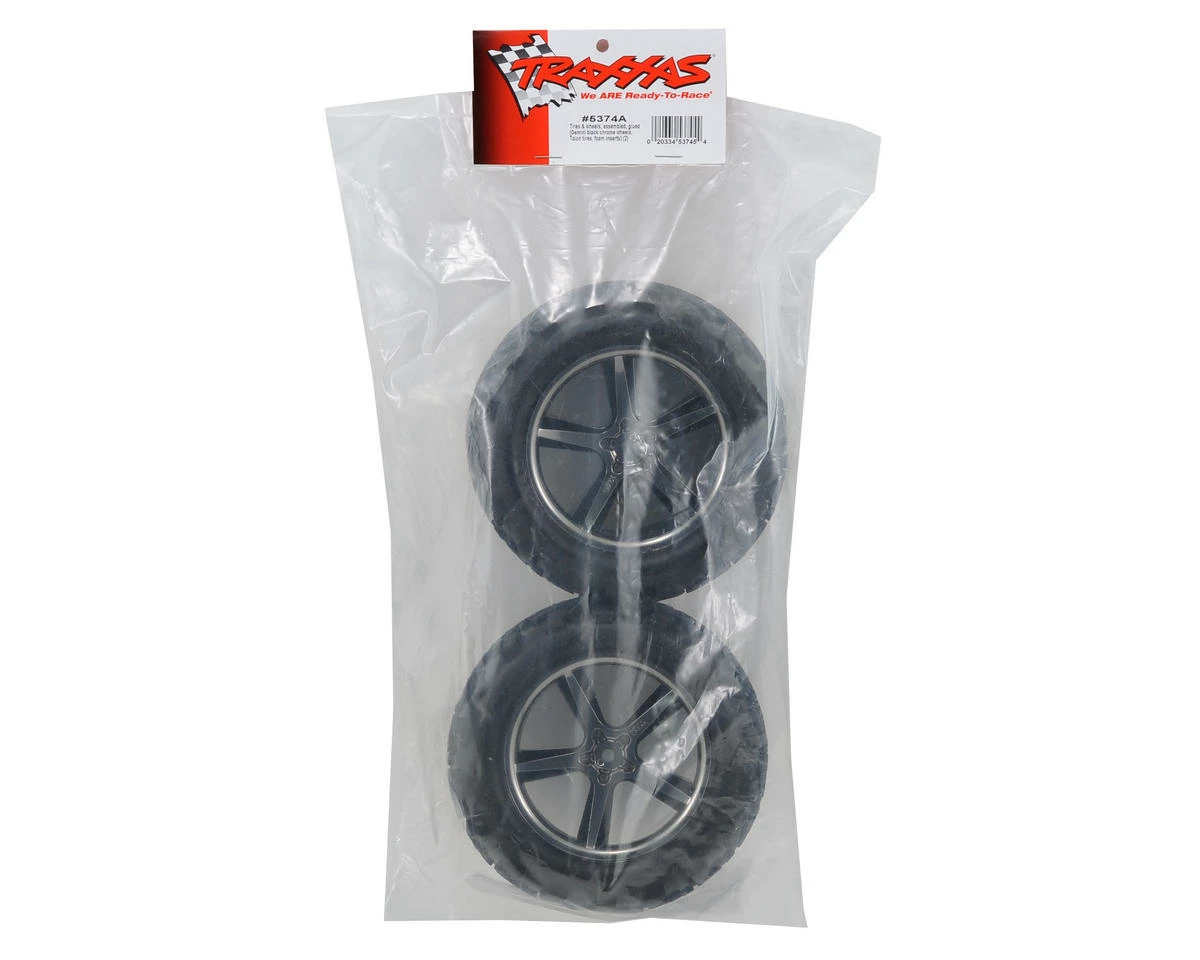 Traxxas Pre-Mounted Talon Tires w/Gemini Wheels (2) (Black Chrome) 2 Traxxas Pre-Mounted Talon Tires w/Gemini Wheels (2) (Black Chrome) - Image 2