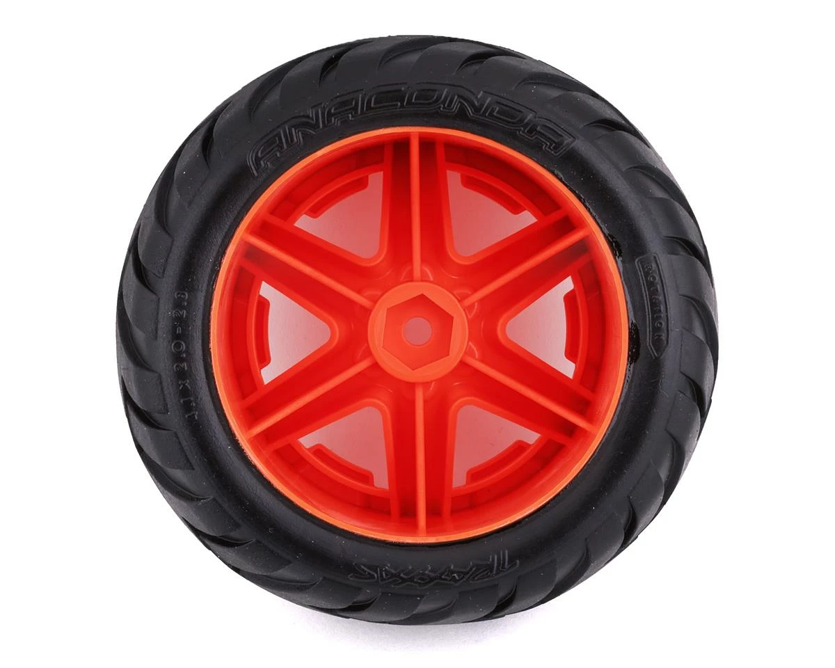 Traxxas Anaconda 2.8" Pre-Mounted Tires w/RXT Electric Rear Wheels (2) (Orange) w/12mm Hex 2 Traxxas Anaconda 2.8" Pre-Mounted Tires w/RXT Electric Rear Wheels (2) (Orange) w/12mm Hex - Image 2
