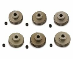 Yeah Racing Hard Coated 64P Aluminum Pinion Gear Set (35, 36, 37, 38, 39, 40T) (3.17mm Bore)