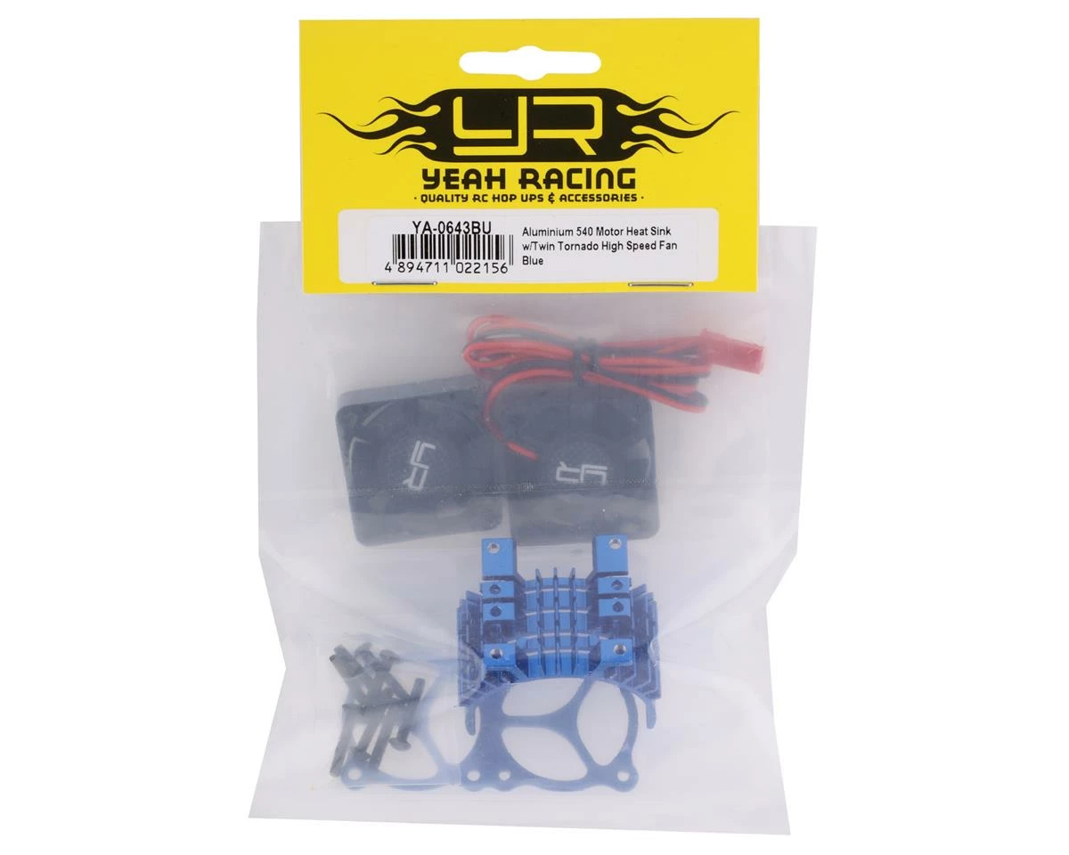 Yeah Racing Aluminum 540/550 Motor Heat Sink w/Twin Tornado Fans (Blue) 3 Yeah Racing Aluminum 540/550 Motor Heat Sink w/Twin Tornado Fans (Blue) - Image 3