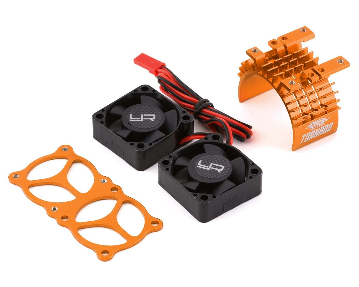 Yeah Racing Aluminum 540/550 Motor Heat Sink w/Twin Tornado Fans (Orange) 1 Yeah Racing Aluminum 540/550 Motor Heat Sink w/Twin Tornado Fans (Orange)
