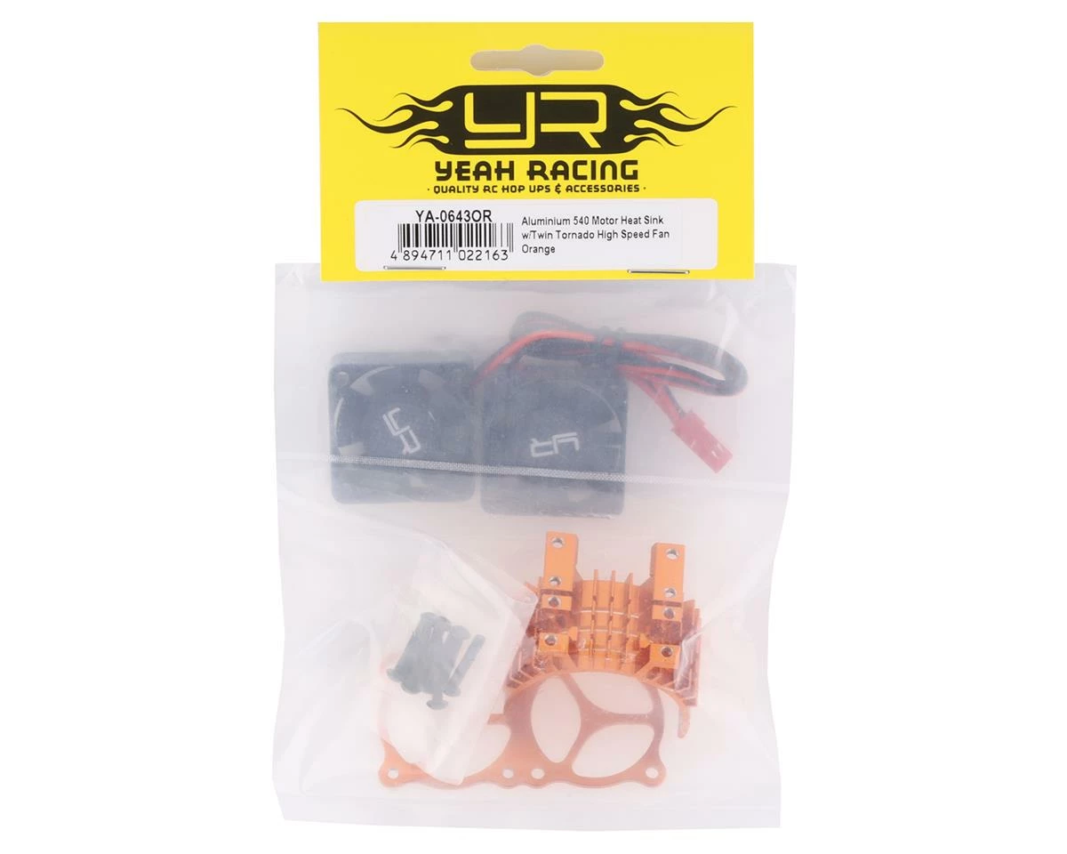 Yeah Racing Aluminum 540/550 Motor Heat Sink w/Twin Tornado Fans (Orange) 3 Yeah Racing Aluminum 540/550 Motor Heat Sink w/Twin Tornado Fans (Orange) - Image 3